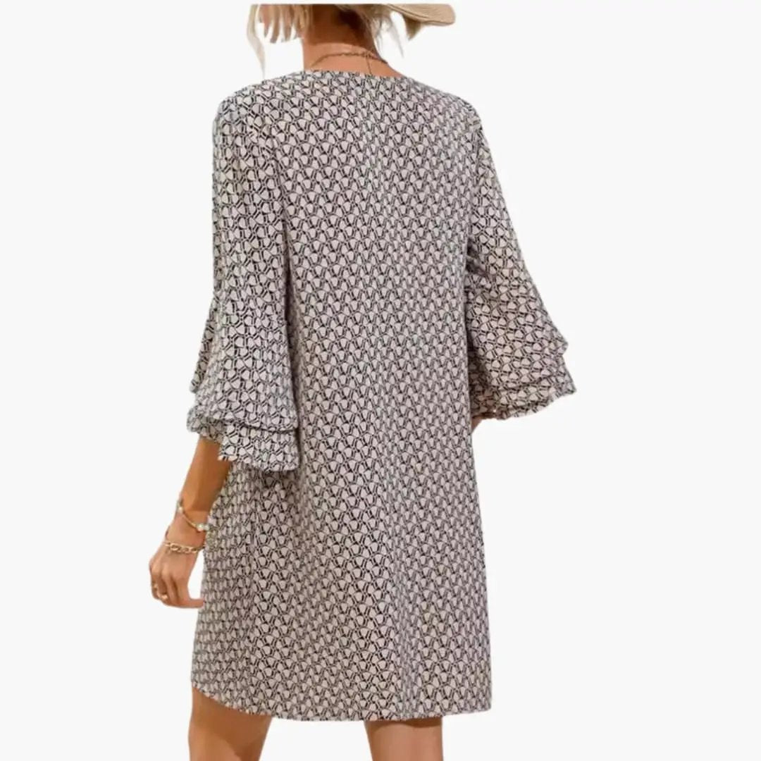 Women’s Beach Dress with V Neck and Wide Sleeves
