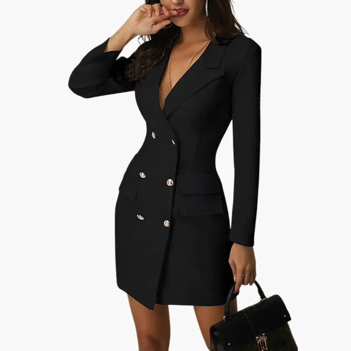 Women’s Blazer Dress with Double Button Front and Lapels