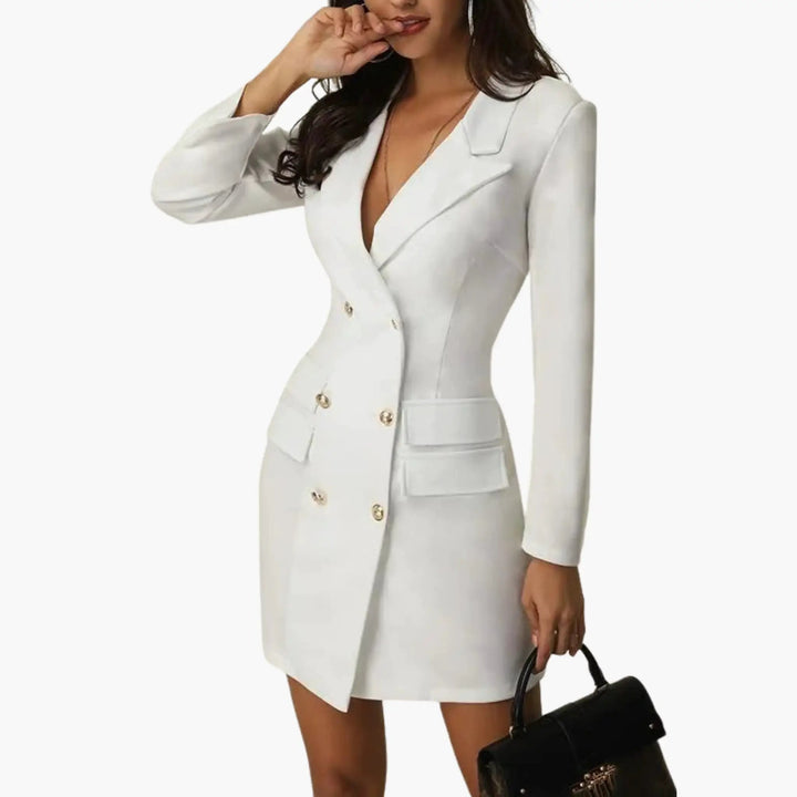 Women’s Blazer Dress with Double Button Front and Lapels