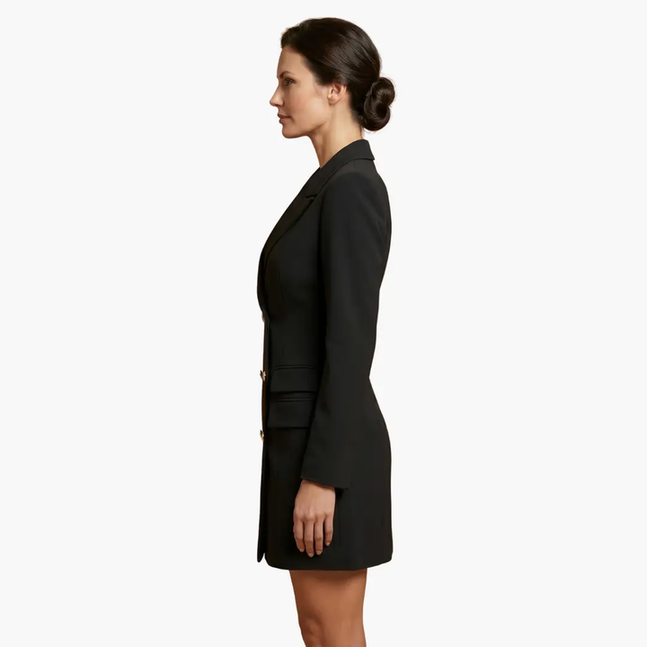Women’s Blazer Dress with Double Button Front and Lapels