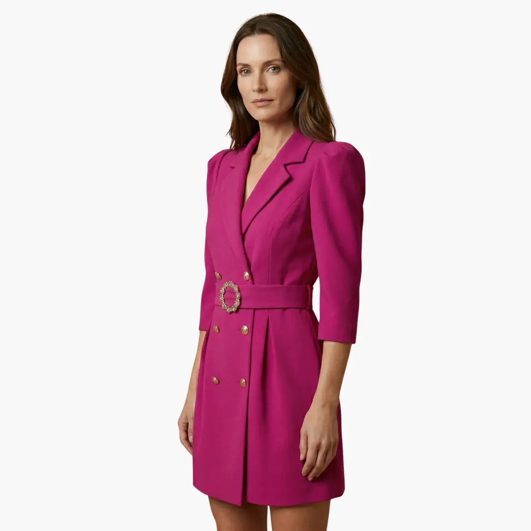 Women’s Blazer Dress with Notched Collar and Button Front