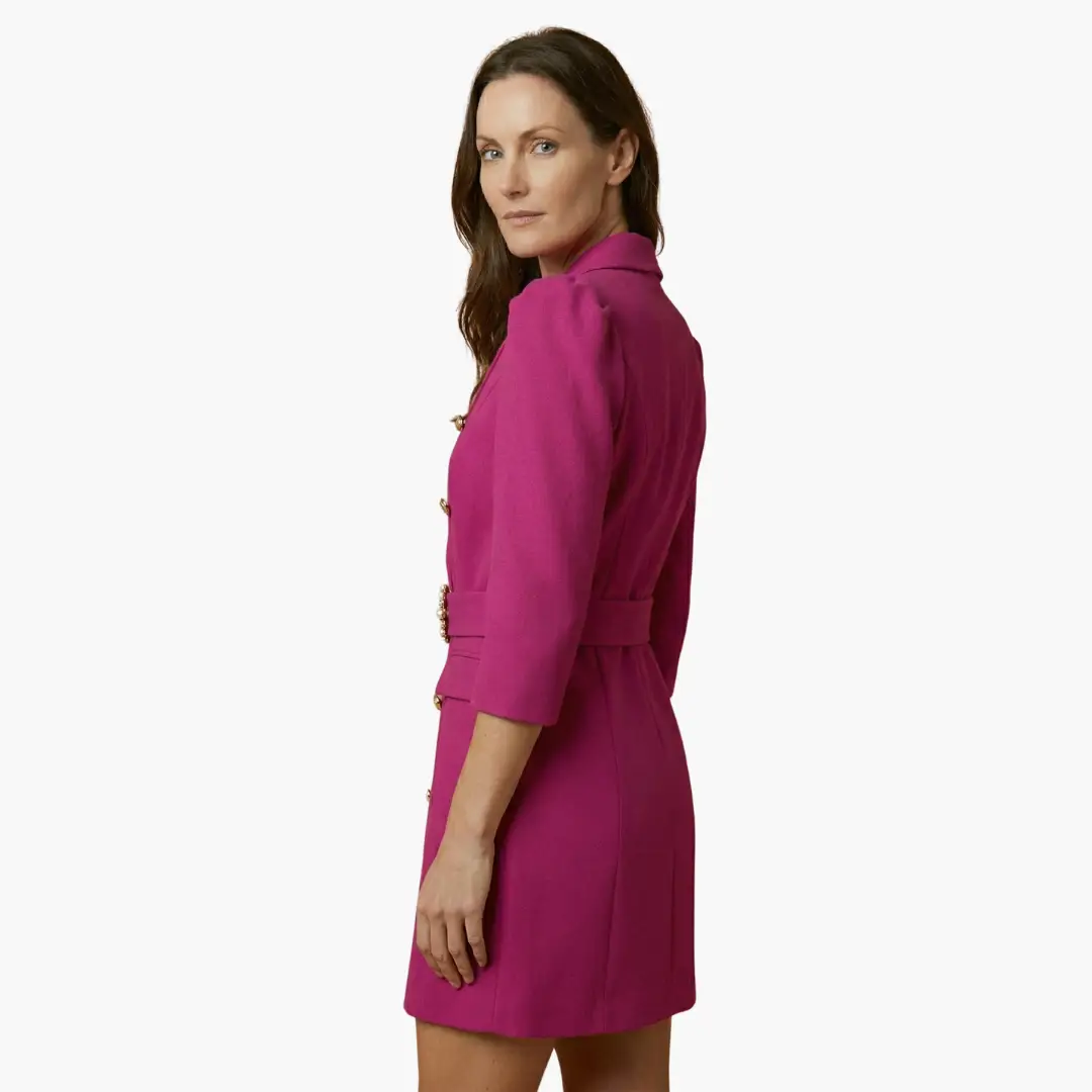 Women’s Blazer Dress with Notched Collar and Button Front