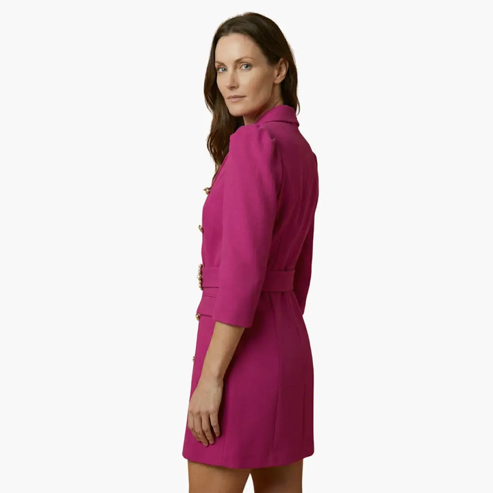 Women’s Blazer Dress with Notched Collar and Button Front