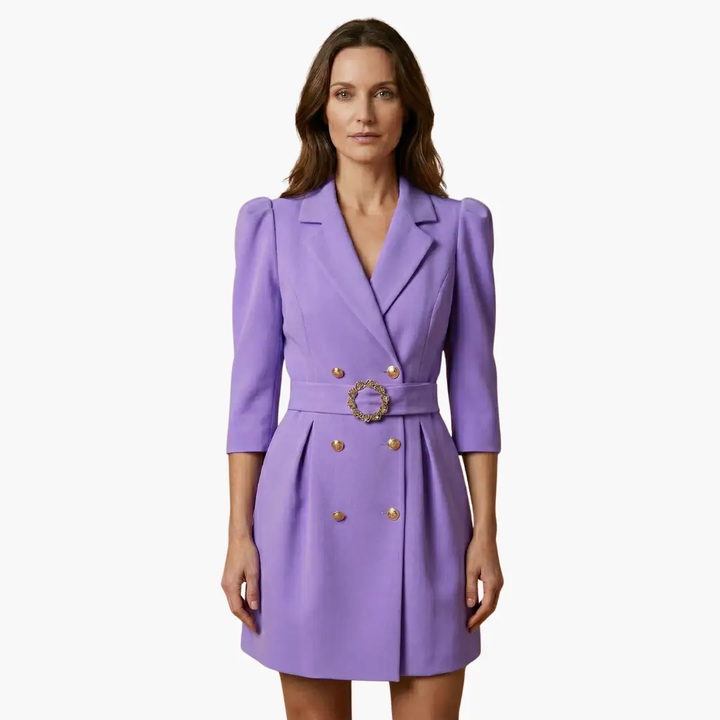 Women’s Blazer Dress with Notched Collar and Button Front