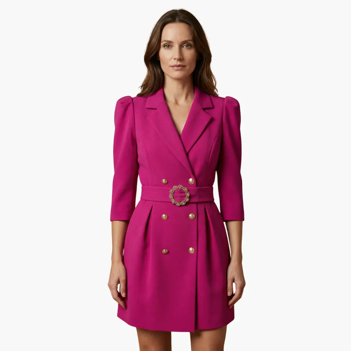 Women’s Blazer Dress with Notched Collar and Button Front