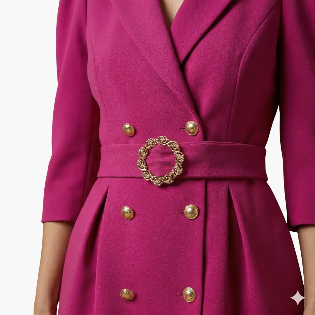 Women’s Blazer Dress with Notched Collar and Button Front