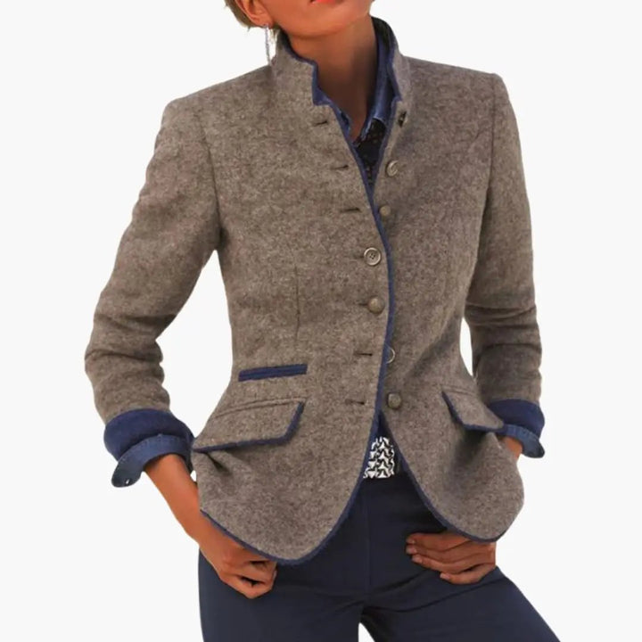 Women’s Blazer with Lapel Collar and Button Closure