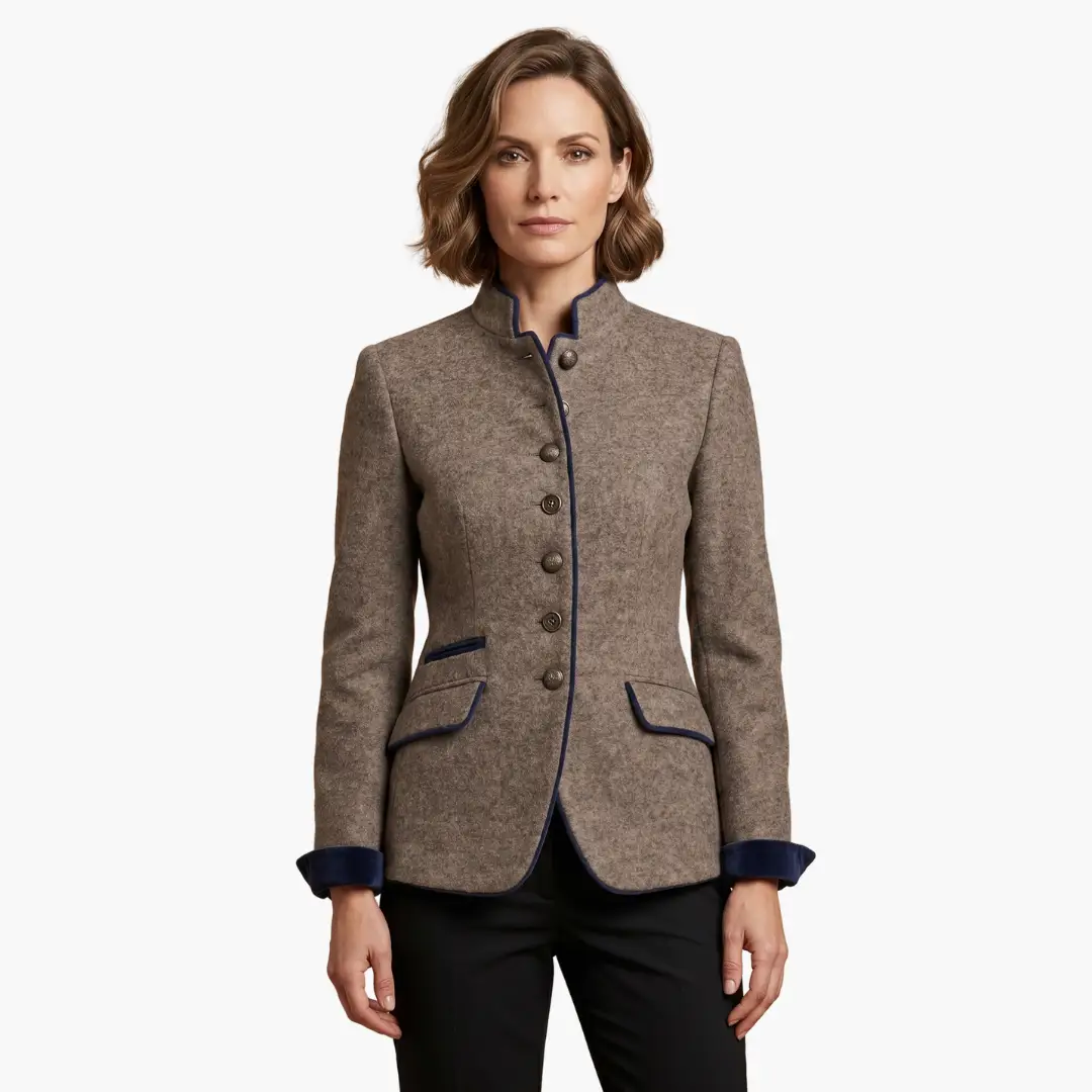 Women’s Blazer with Lapel Collar and Button Closure