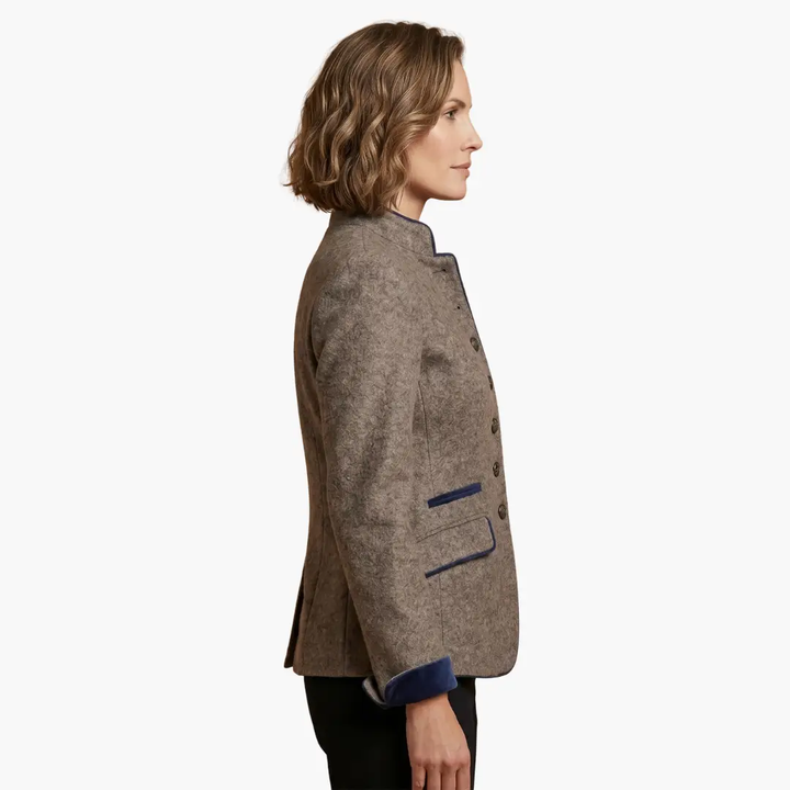 Women’s Blazer with Lapel Collar and Button Closure