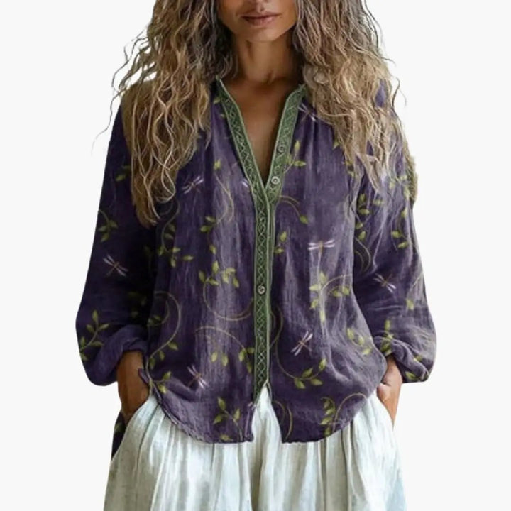 Women's Blouse with Button Closure and Long Sleeves