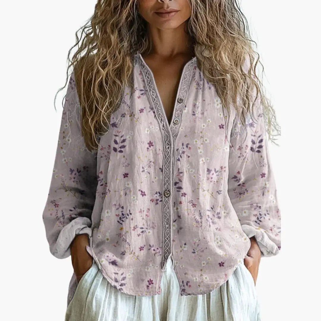 Women's Blouse with Button Closure and Long Sleeves