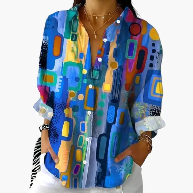Women's Blouse with Open Front and Long Sleeves