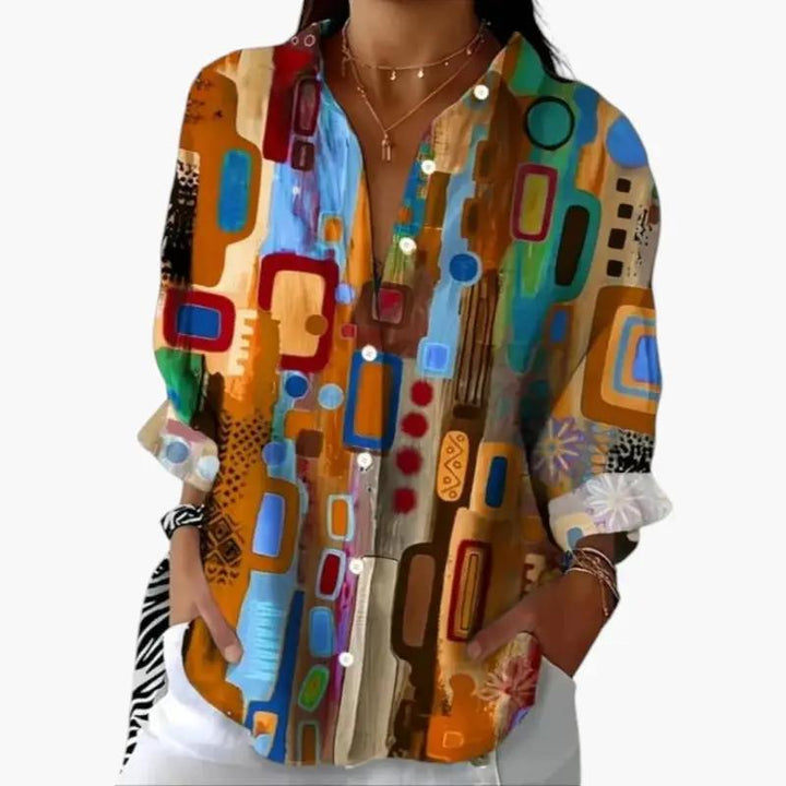 Women's Blouse with Open Front and Long Sleeves