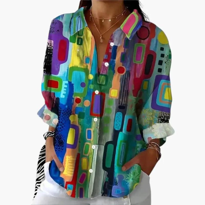 Women's Blouse with Open Front and Long Sleeves