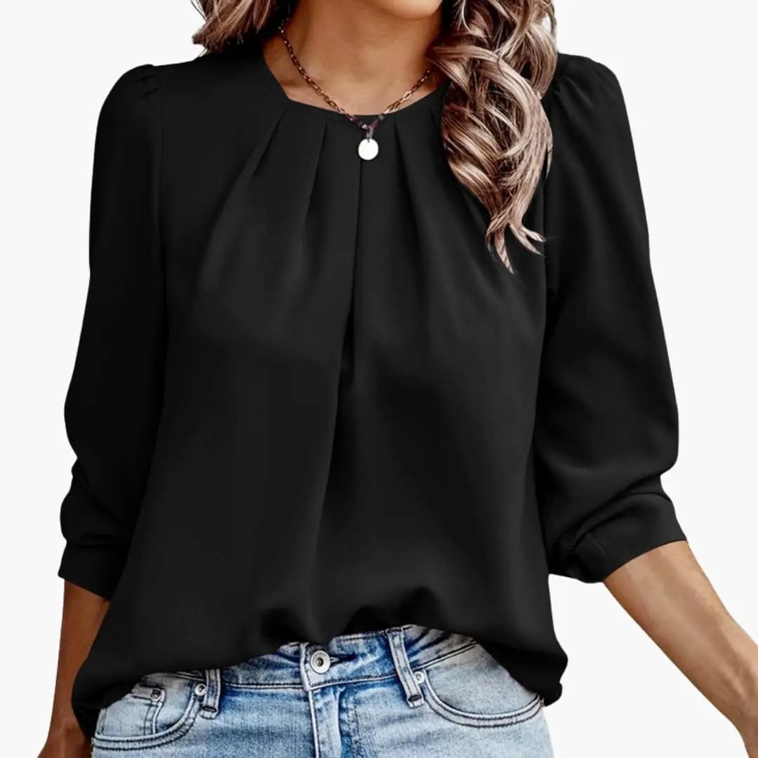 Women’s Blouse with Pleated Puff Sleeves