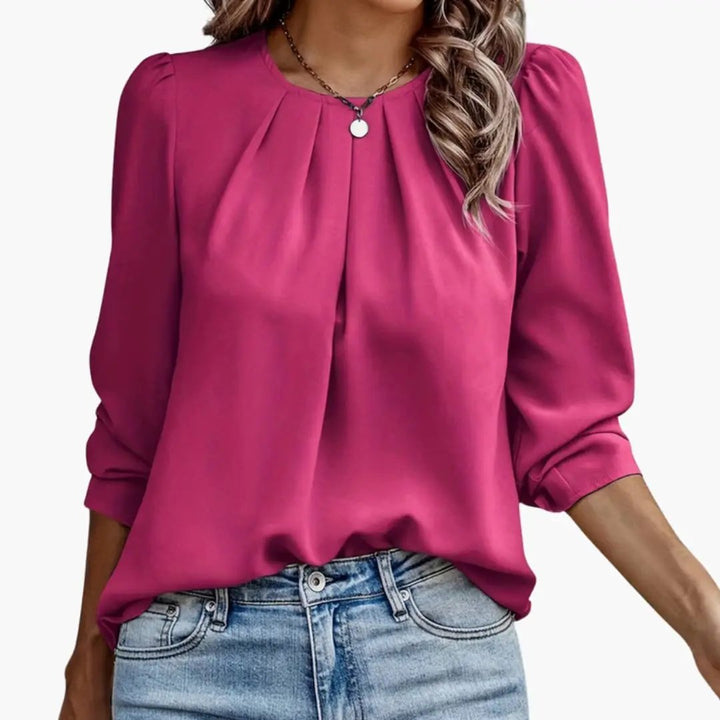Women’s Blouse with Pleated Puff Sleeves