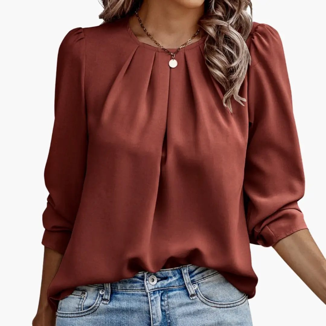 Women’s Blouse with Pleated Puff Sleeves