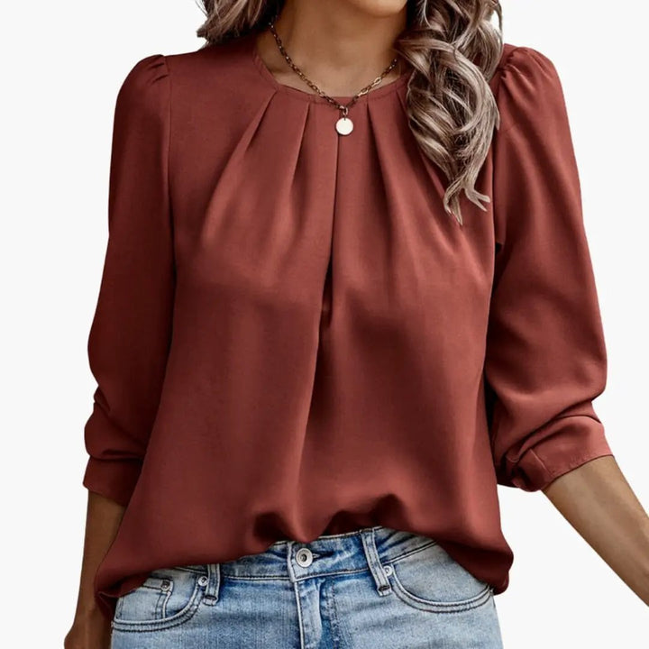 Women’s Blouse with Pleated Puff Sleeves