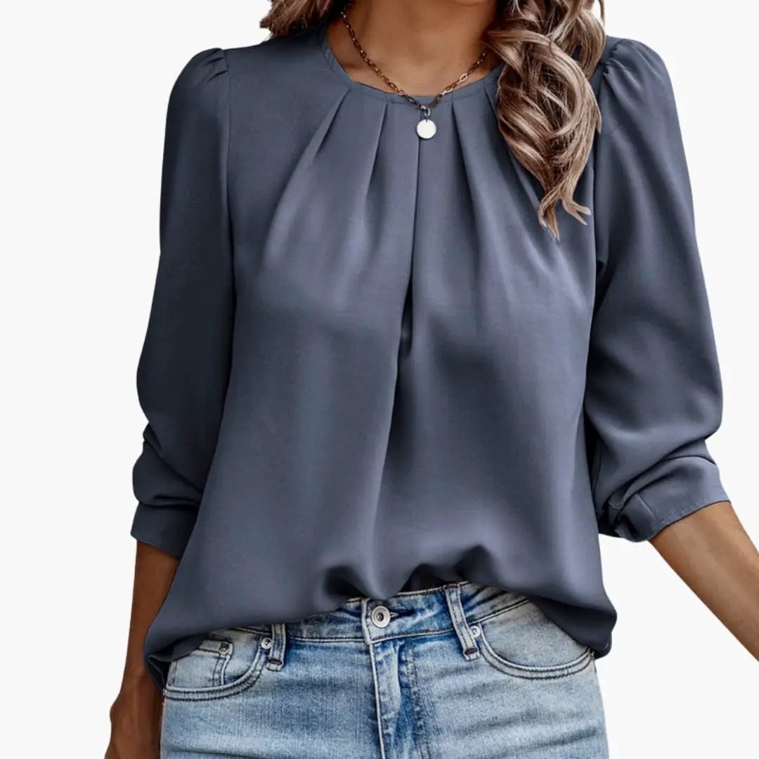 Women’s Blouse with Pleated Puff Sleeves