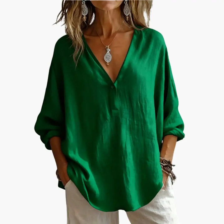 Women's Blouse with Round Neck and Long Sleeves