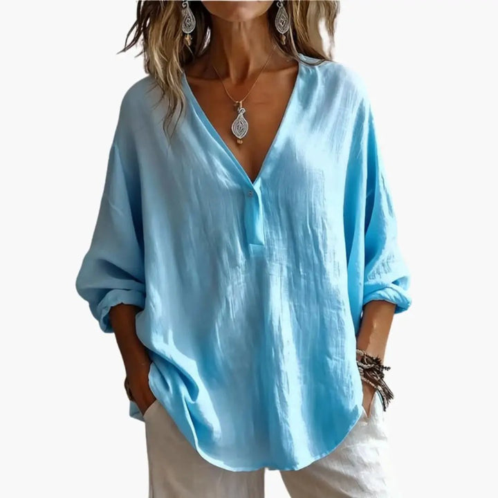 Women's Blouse with Round Neck and Long Sleeves