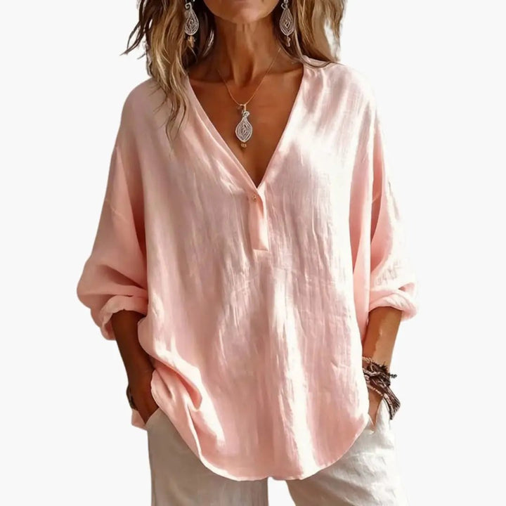 Women's Blouse with Round Neck and Long Sleeves