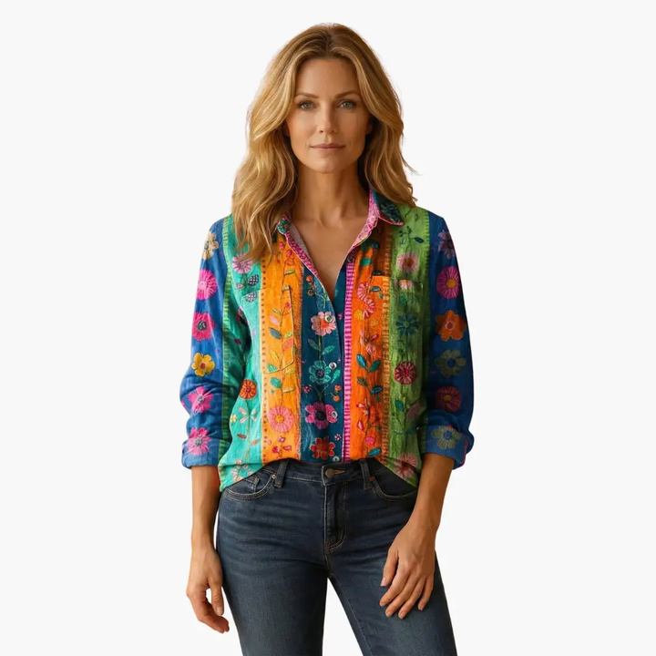 Women’s Button-Down Shirt with Classic Collar and Long Sleeves