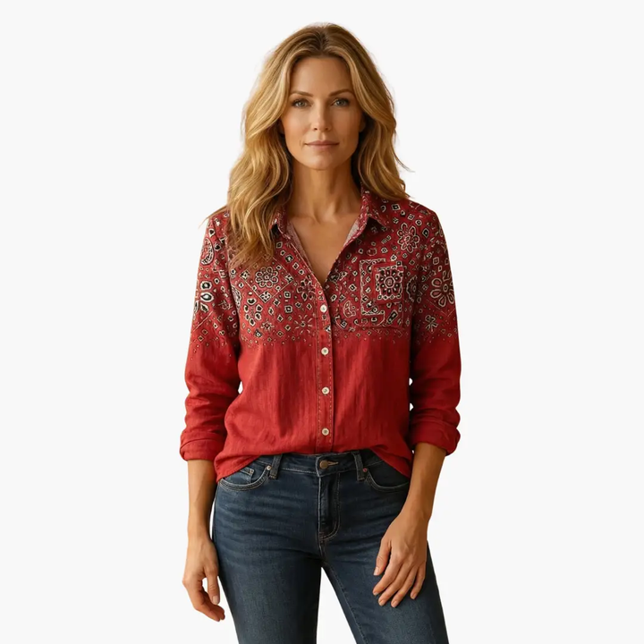 Women’s Button-Down Shirt with Classic Collar and Long Sleeves