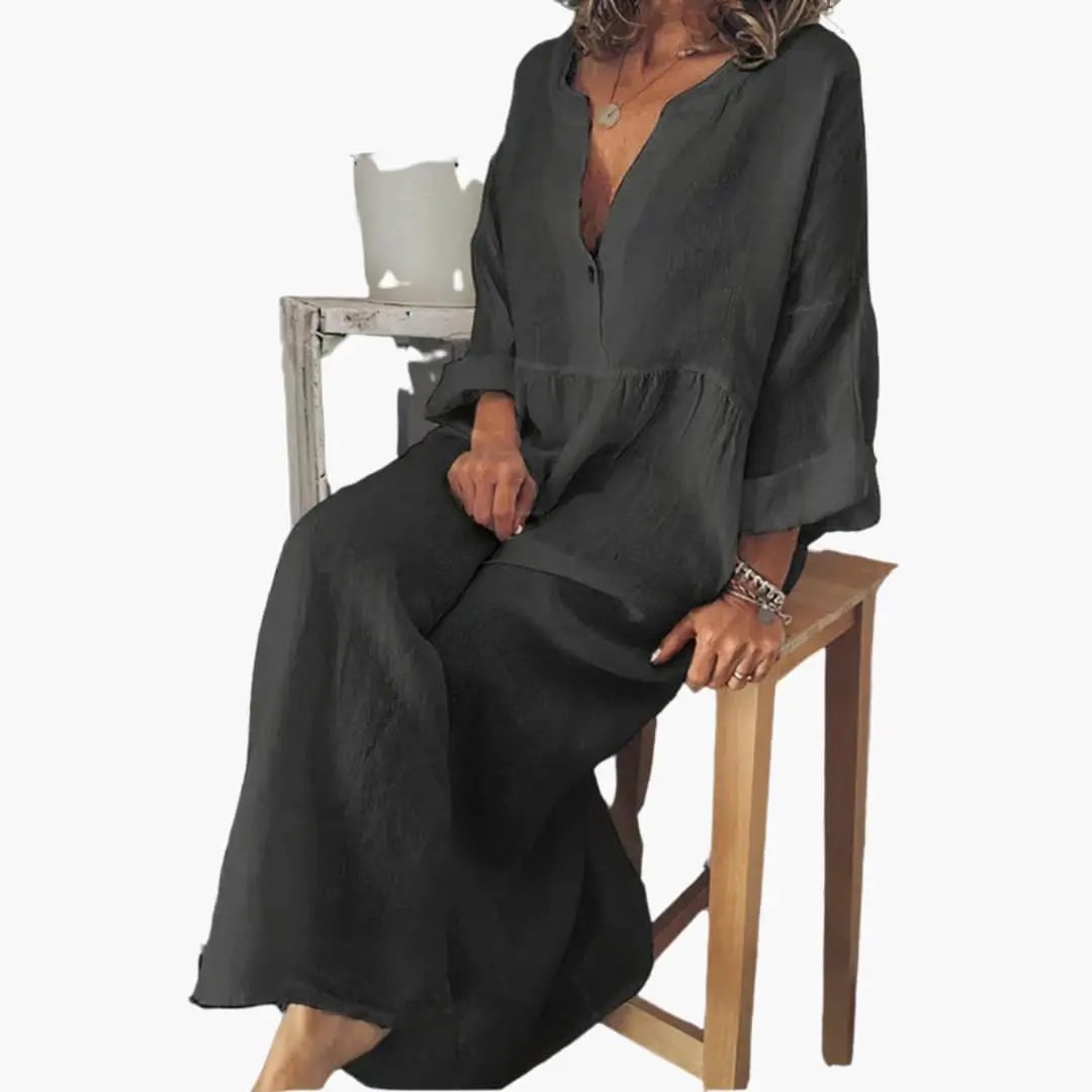 Women’s Button - Front Blouse Dress with Long Sleeves