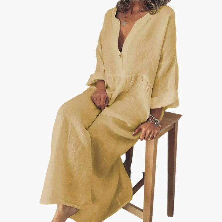 Women’s Button - Front Blouse Dress with Long Sleeves