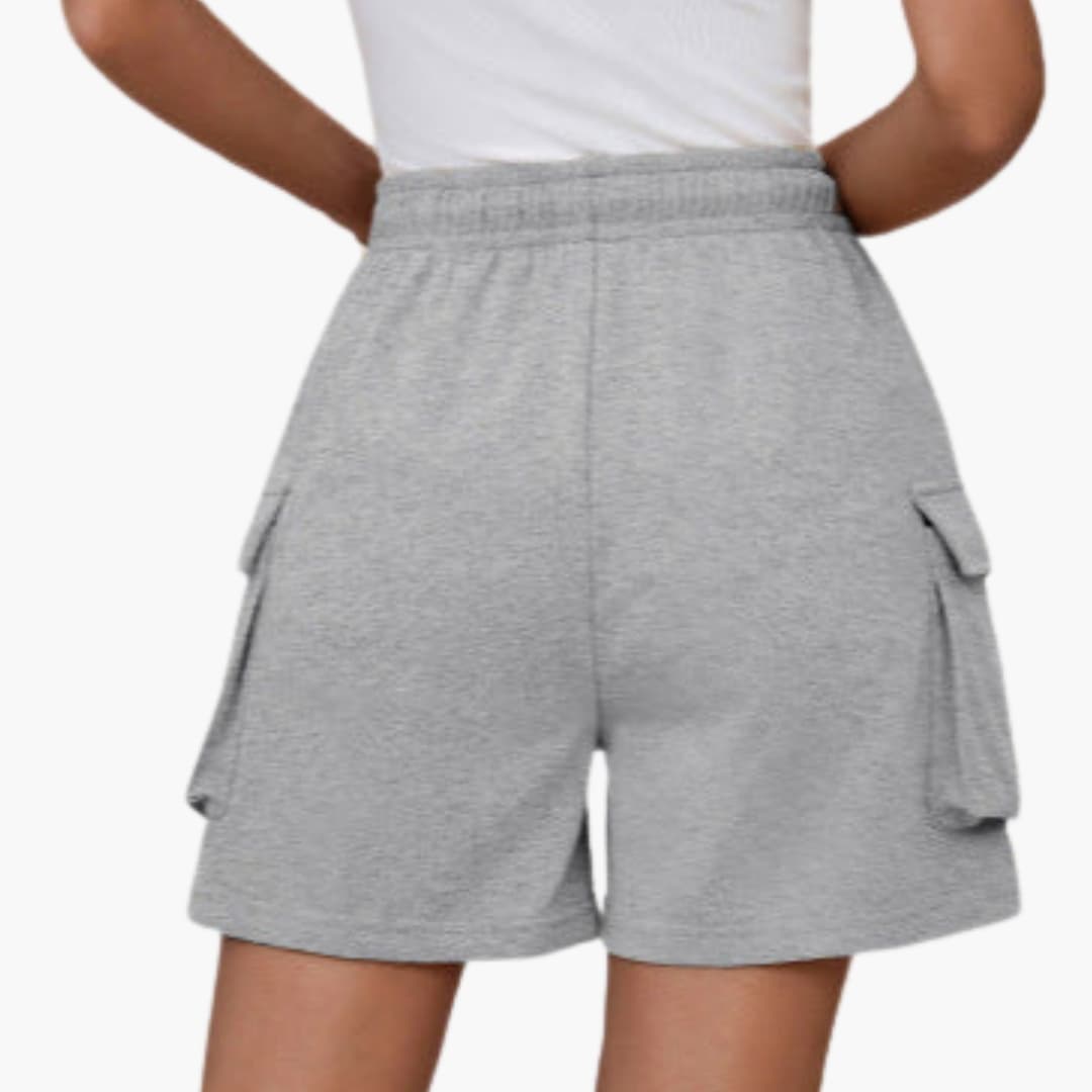 Women's Cargo Shorts with Elastic Waist and Utility Pockets