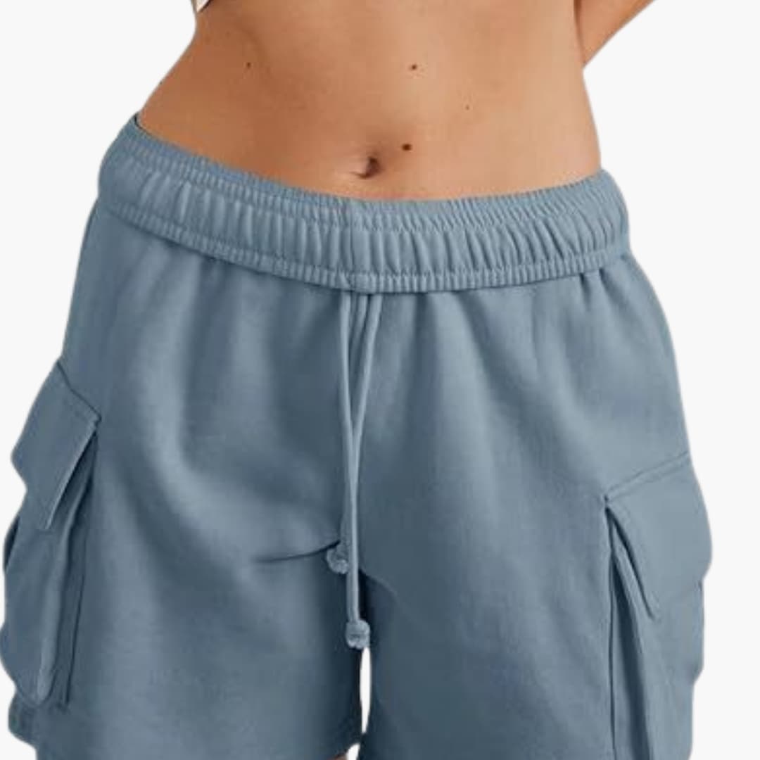 Women's Cargo Shorts with Elastic Waist and Utility Pockets