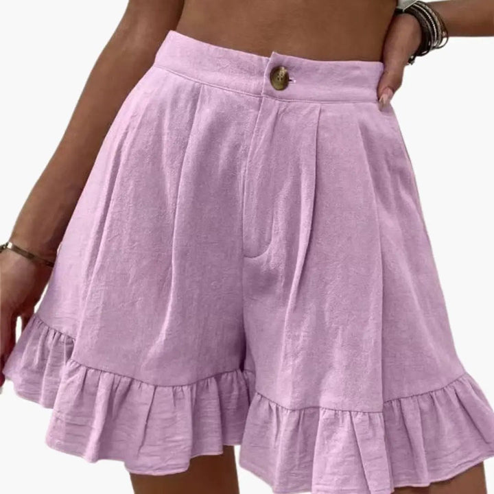 Women's Cotton Shorts with Wide Legs and Elastic Waist