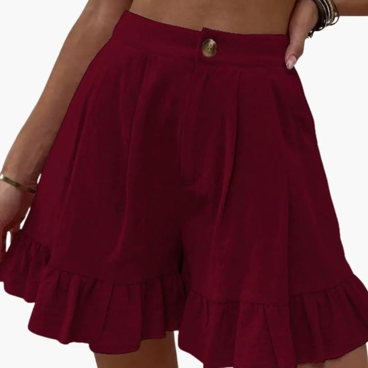 Women's Cotton Shorts with Wide Legs and Elastic Waist