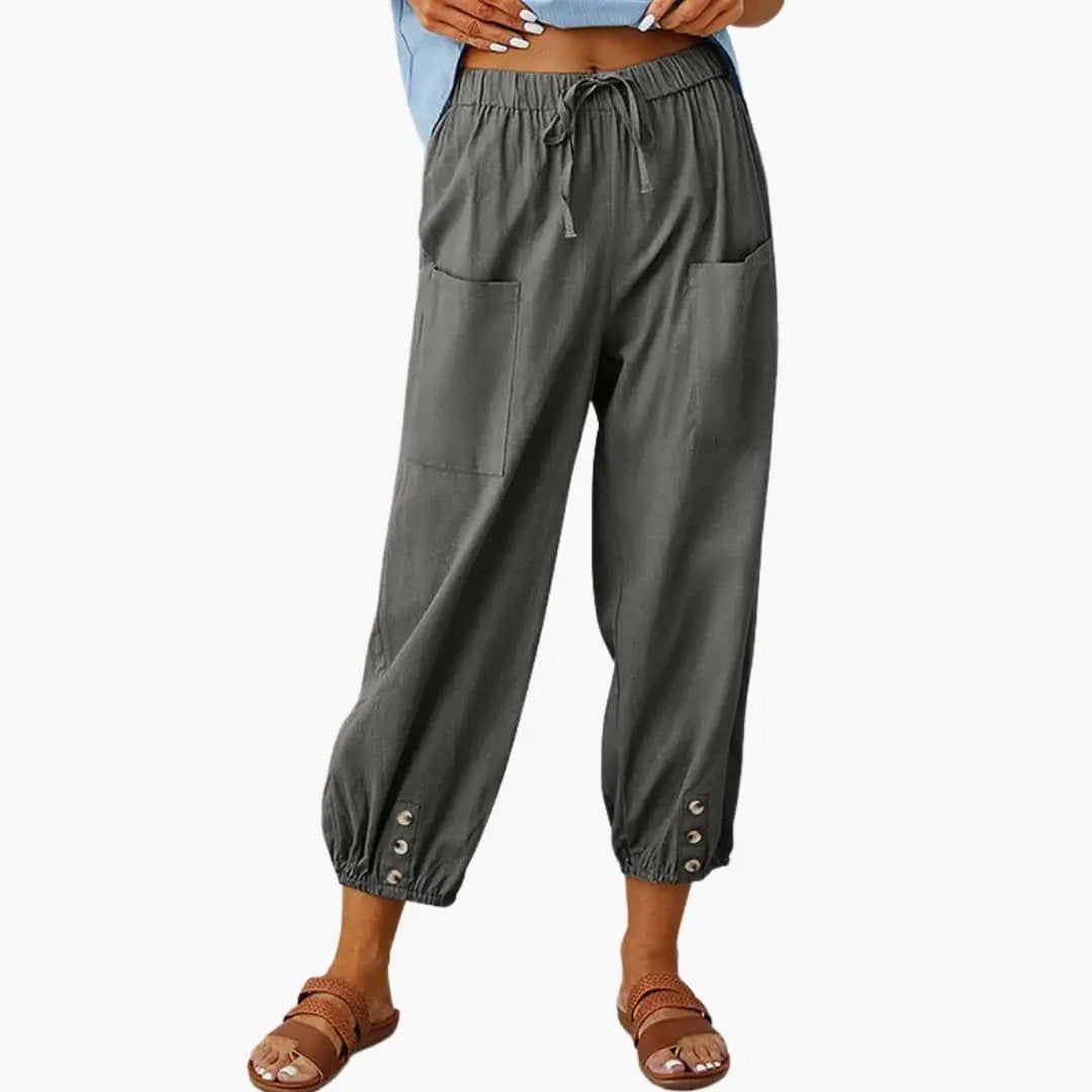 Women’s Casual Pants with Drawstring and Side Pockets