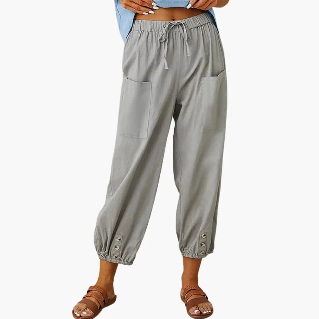 Women’s Casual Pants with Drawstring and Side Pockets