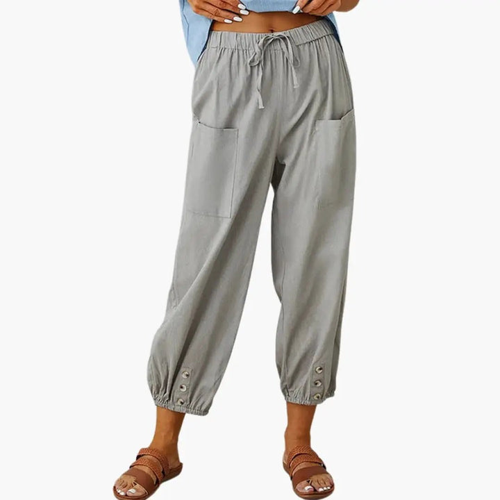 Women’s Casual Pants with Drawstring and Side Pockets