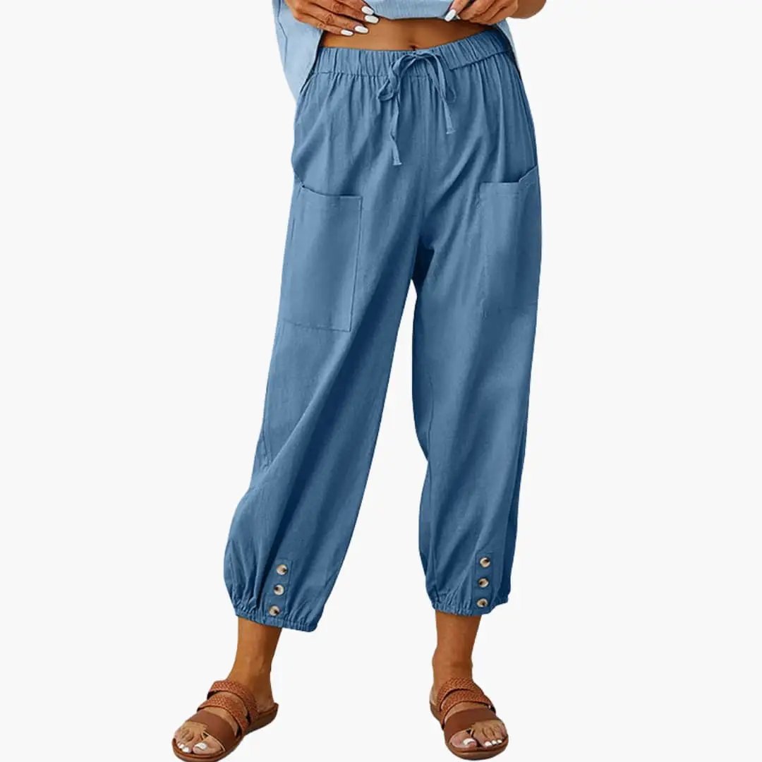 Women’s Casual Pants with Drawstring and Side Pockets