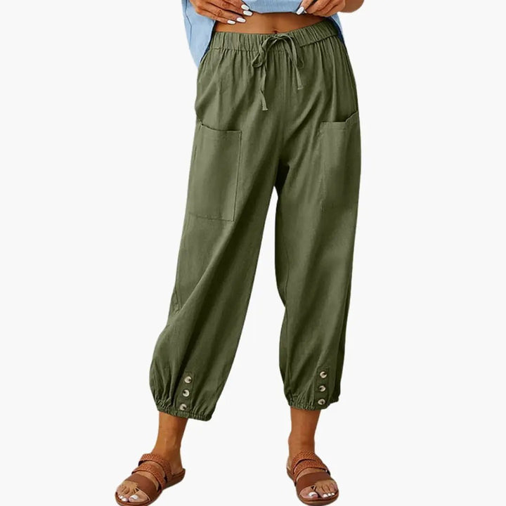 Women’s Casual Pants with Drawstring and Side Pockets