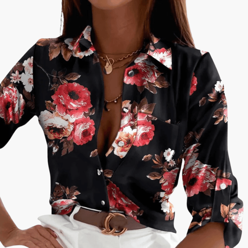 Women’s Classic Long Sleeve Crew Neck Blouse – Plain Woven Top