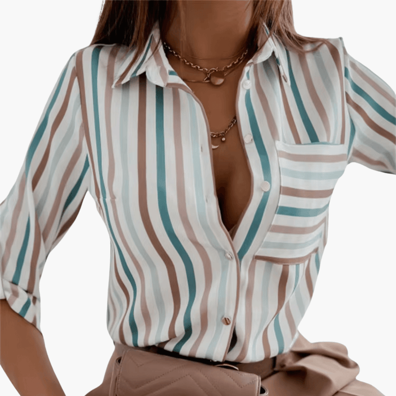 Women’s Classic Long Sleeve Crew Neck Blouse – Plain Woven Top