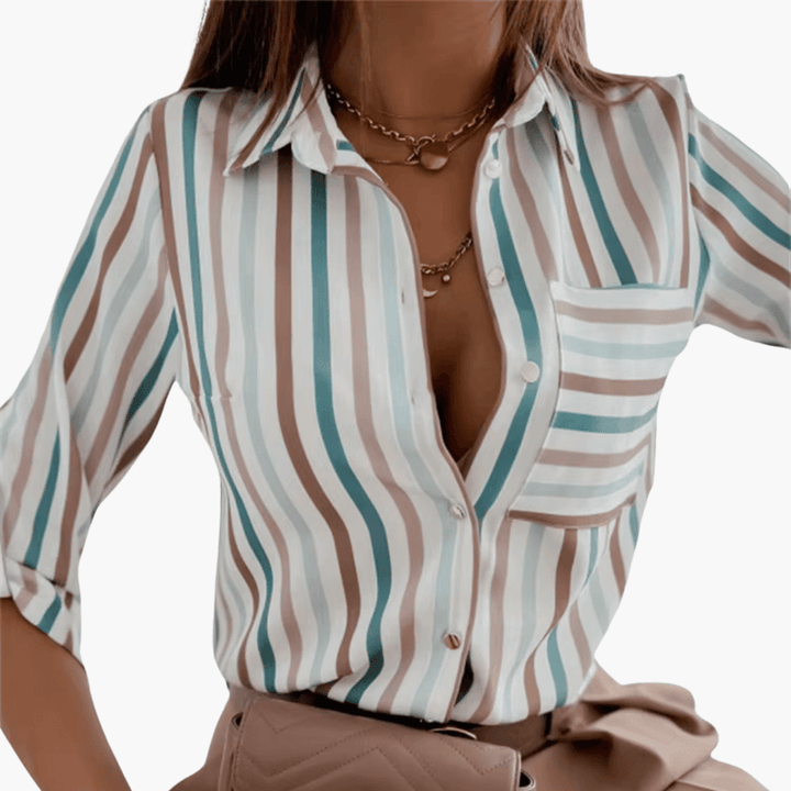 Women’s Classic Long Sleeve Crew Neck Blouse – Plain Woven Top