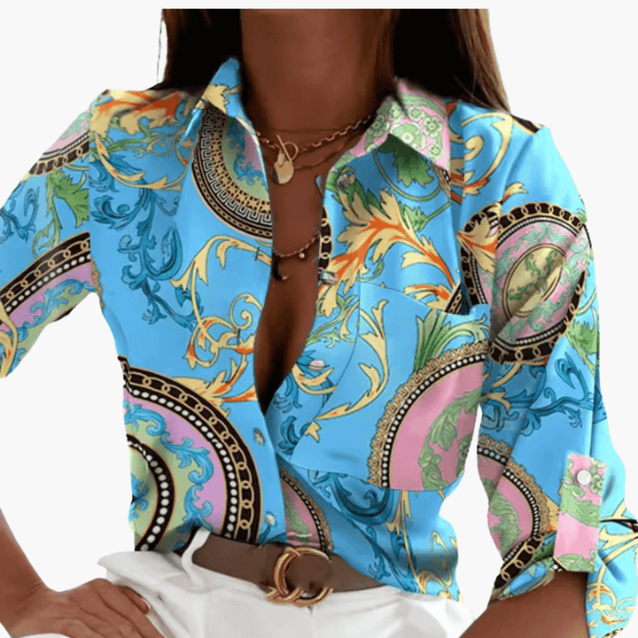 Women’s Classic Long Sleeve Crew Neck Blouse – Plain Woven Top