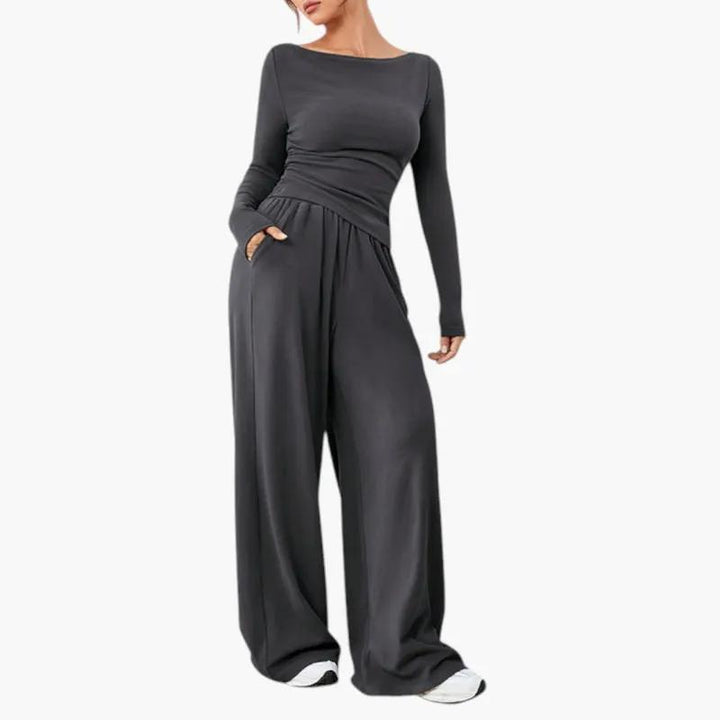 Women's Clothing Set with Relaxed Fit and Plain Surface