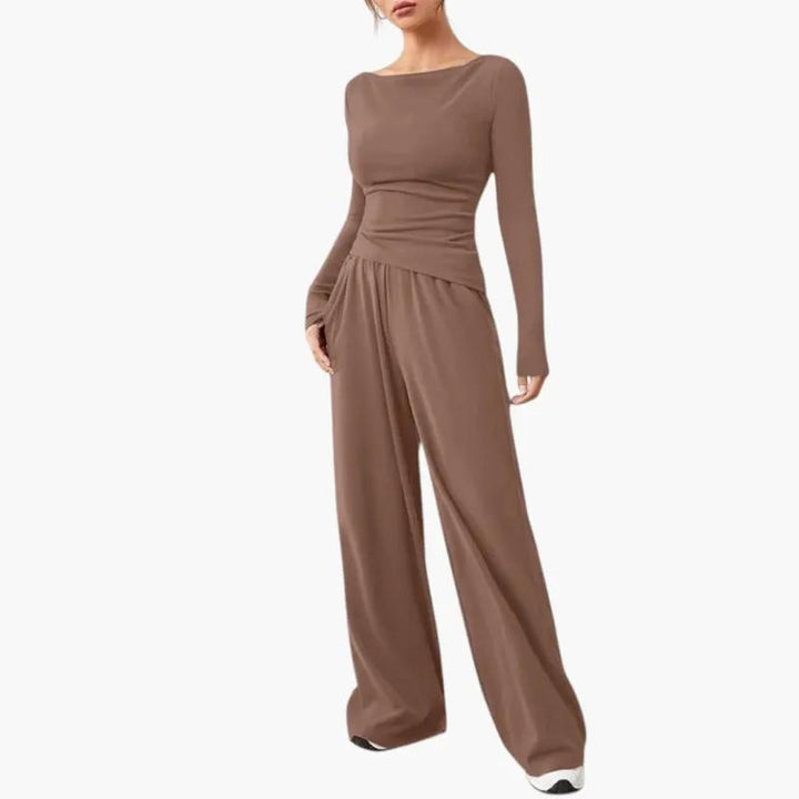 Women's Clothing Set with Relaxed Fit and Plain Surface
