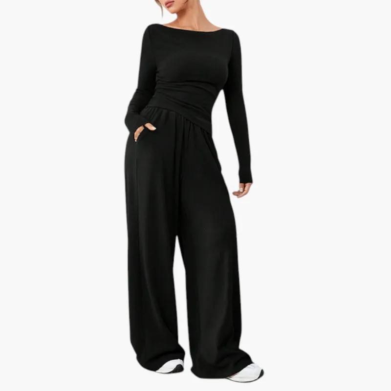 Women's Clothing Set with Relaxed Fit and Plain Surface