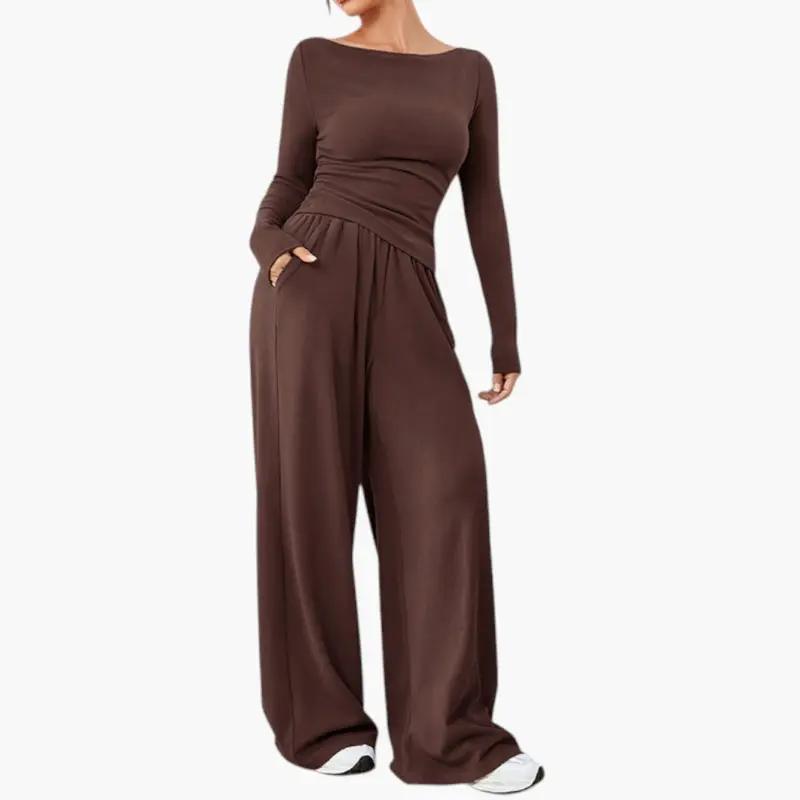 Women's Clothing Set with Relaxed Fit and Plain Surface