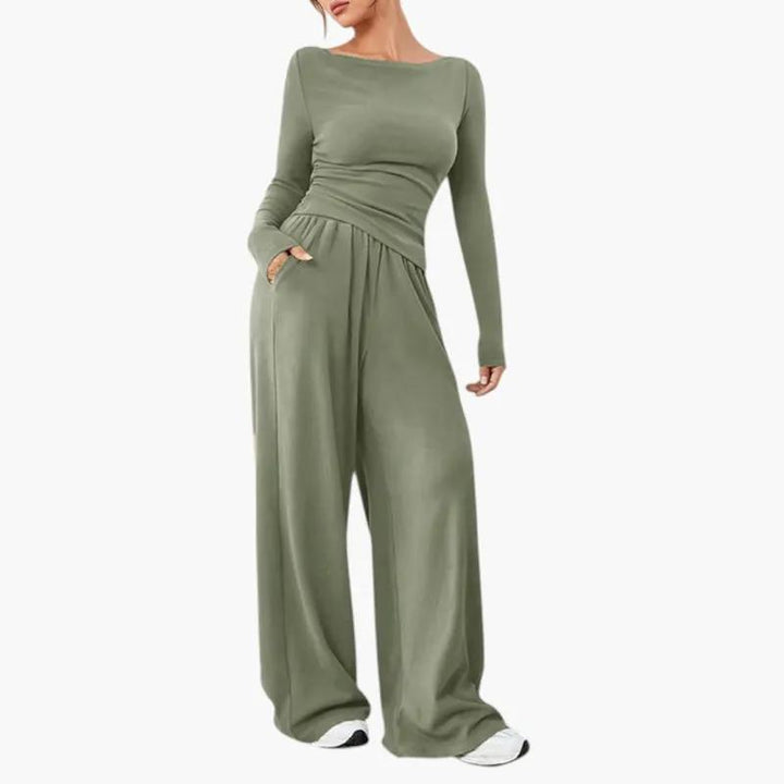 Women's Clothing Set with Relaxed Fit and Plain Surface