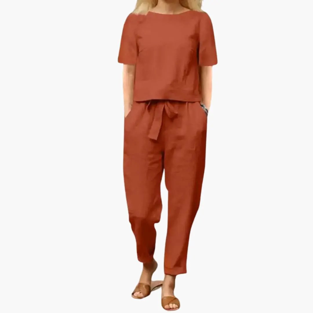 Women’s Coordinated Jumpsuit Set with Straight Leg Trousers