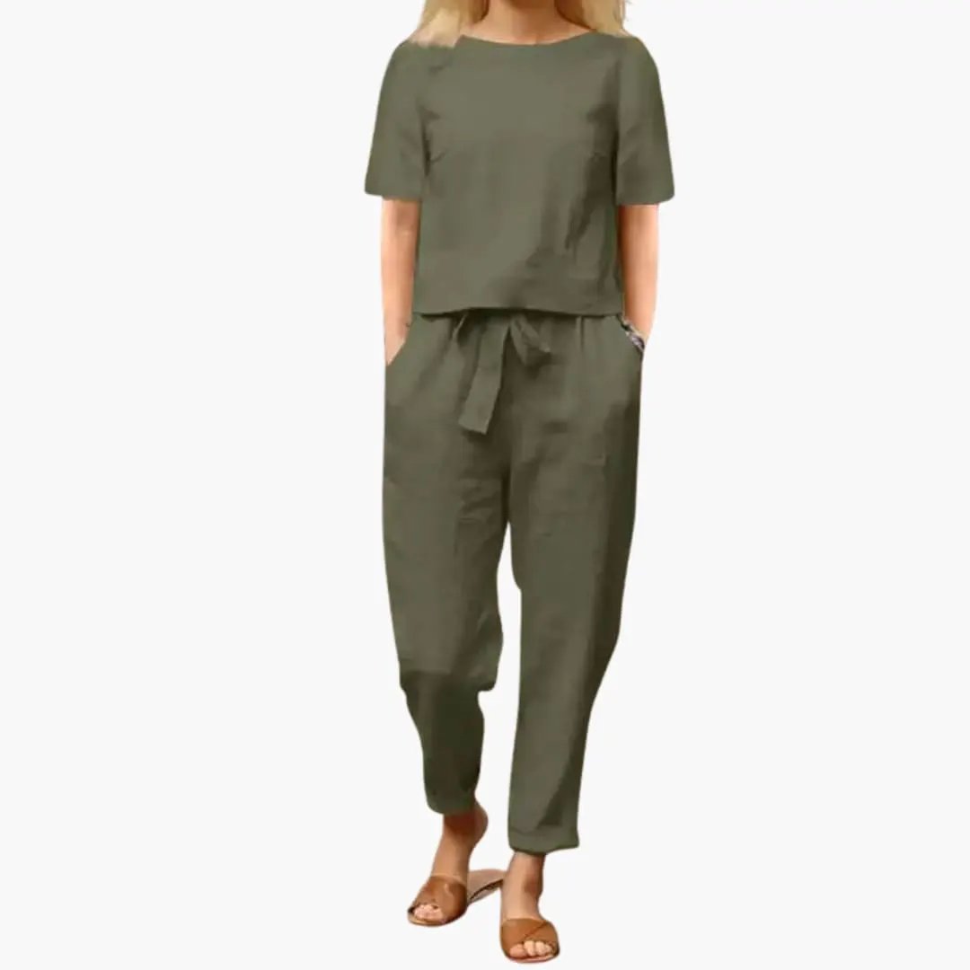 Women’s Coordinated Jumpsuit Set with Straight Leg Trousers